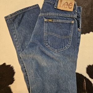 VINTAGE 1980s Classic Men's Dark Blue Straight-Leg Jeans Unisex DENIM